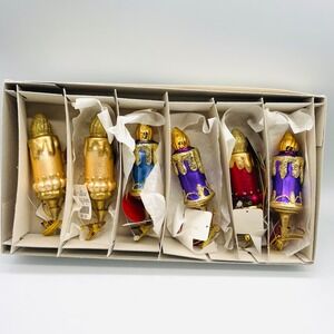 6 Clip On Czech Glass Candle Clip On Ornaments 4.25"